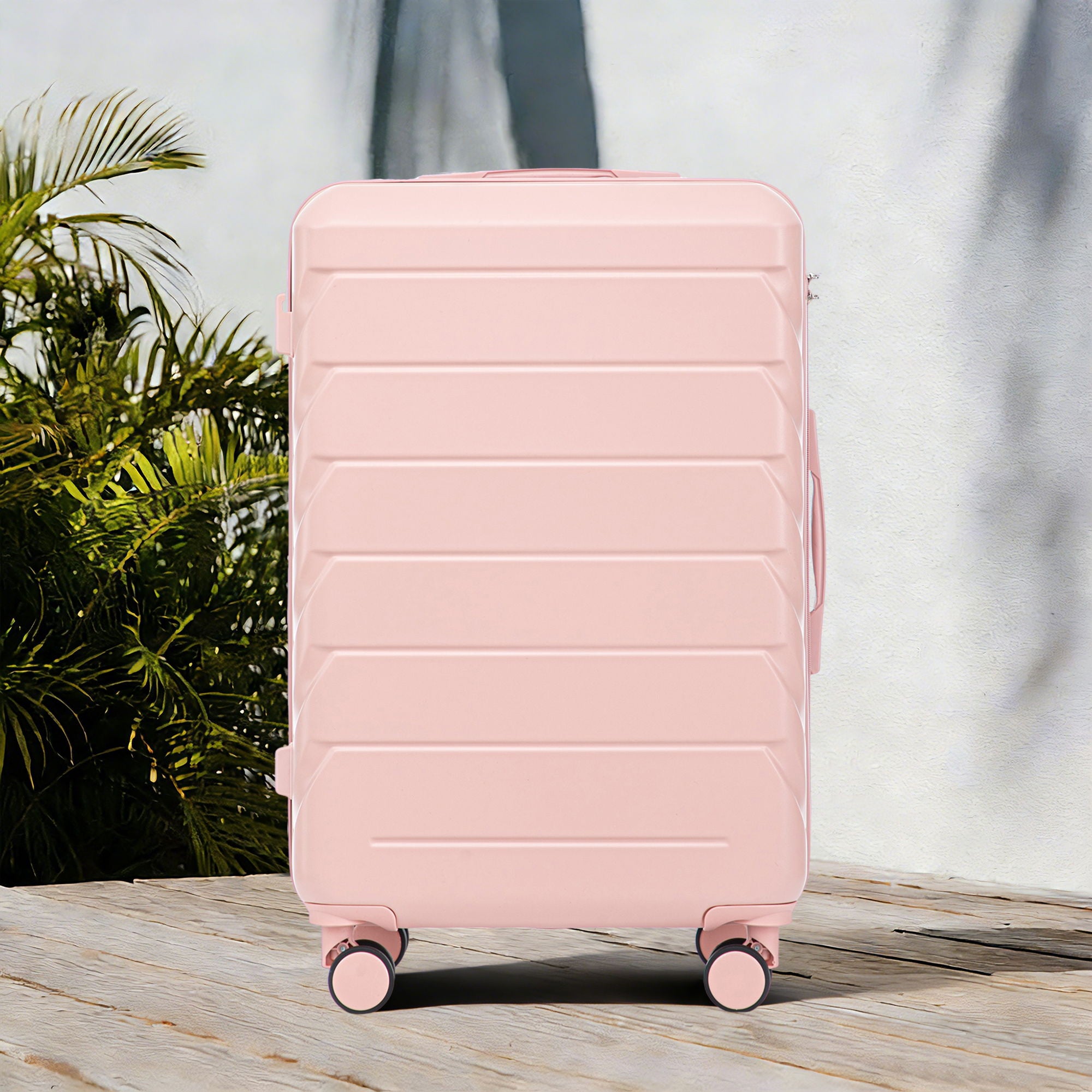 Hard Shell Luggage With Scratch Resistant Surface, 4 Wheels, Combination Lock & Side Hooks