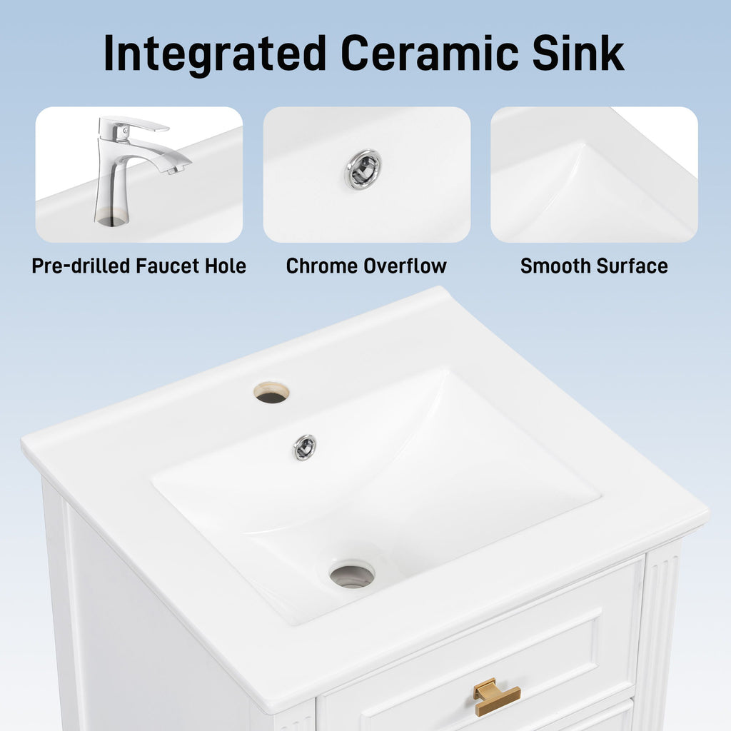 Bathroom Vanity With Sink, Adjustable Shelf, Tilt-Out Drawer