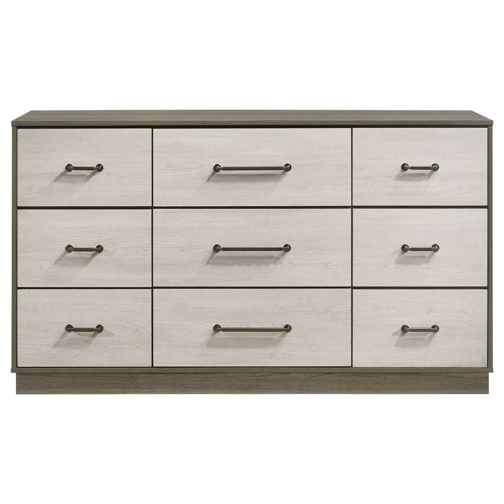 Edmondson - 9 Drawer Dresser With Hidden Jewelry Tray - Natural / Gray