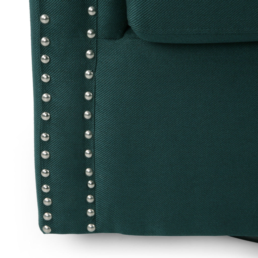 Modern Upholstered Swivel Club Chair With Nailhead Trim