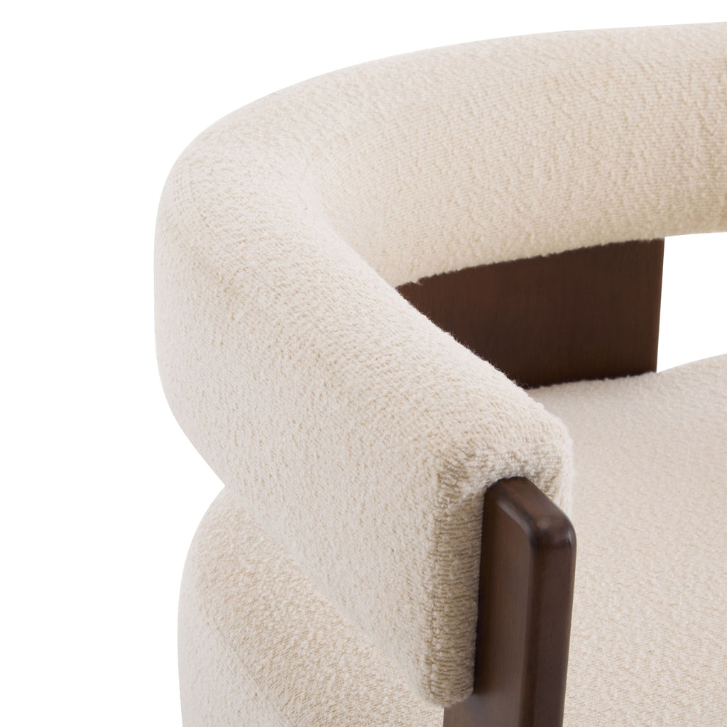 Modern Upholstered Accent Arm Chair With Barrel Back Design