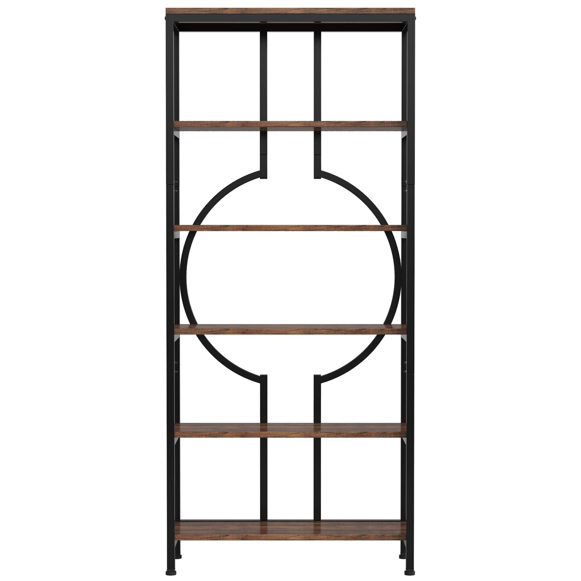 6 Tier Bookshelf For Living Room - Rustic Brown
