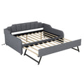 Full Size Upholstered Daybed With Trundle And USB Charging - Gray