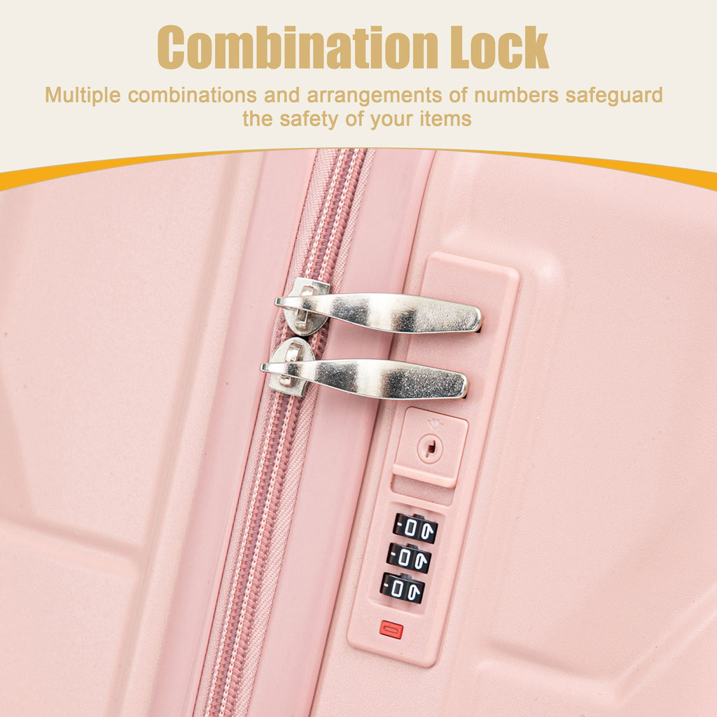 Hard Shell Luggage With Scratch Resistant Surface, 4 Wheels, Combination Lock & Side Hooks