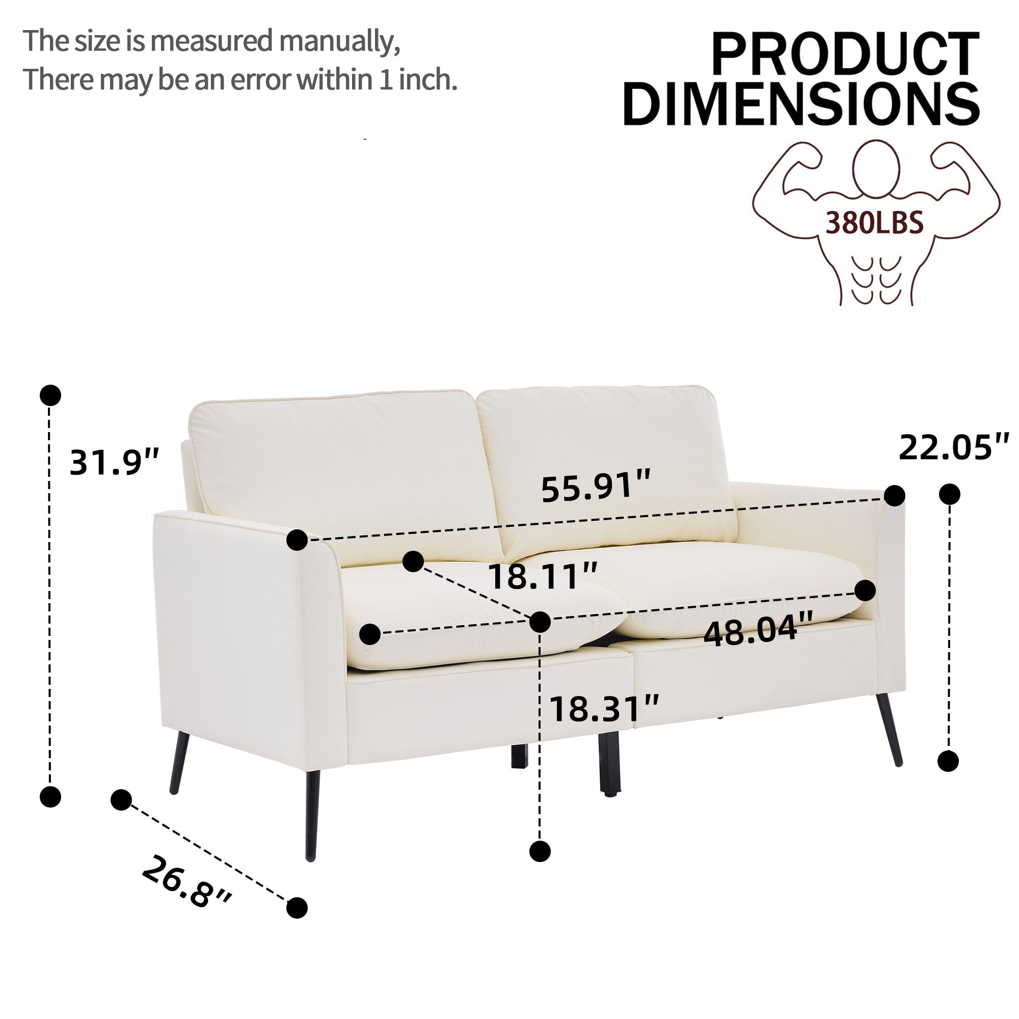 Upholstered Loveseat, For Living Room