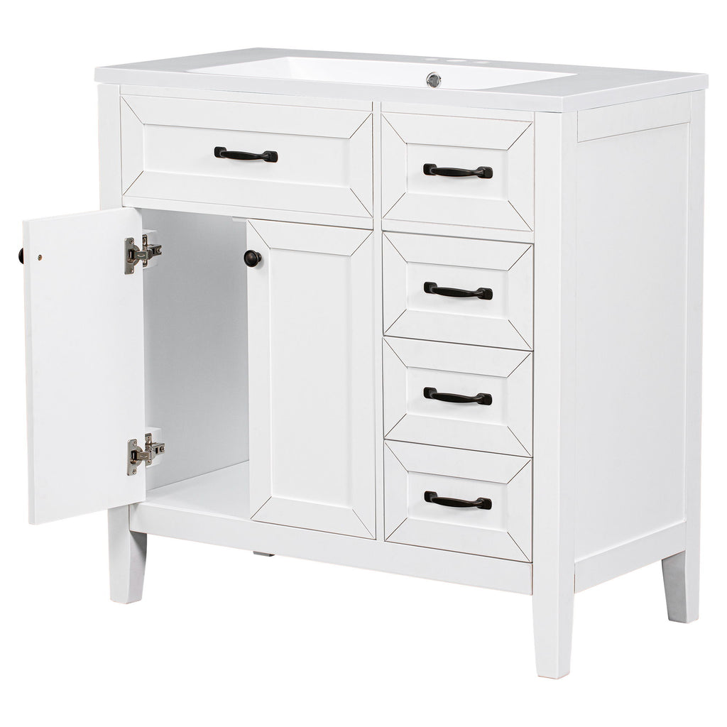 Modern Bathroom Vanity With Sink, Freestanding With Drawers And Doors
