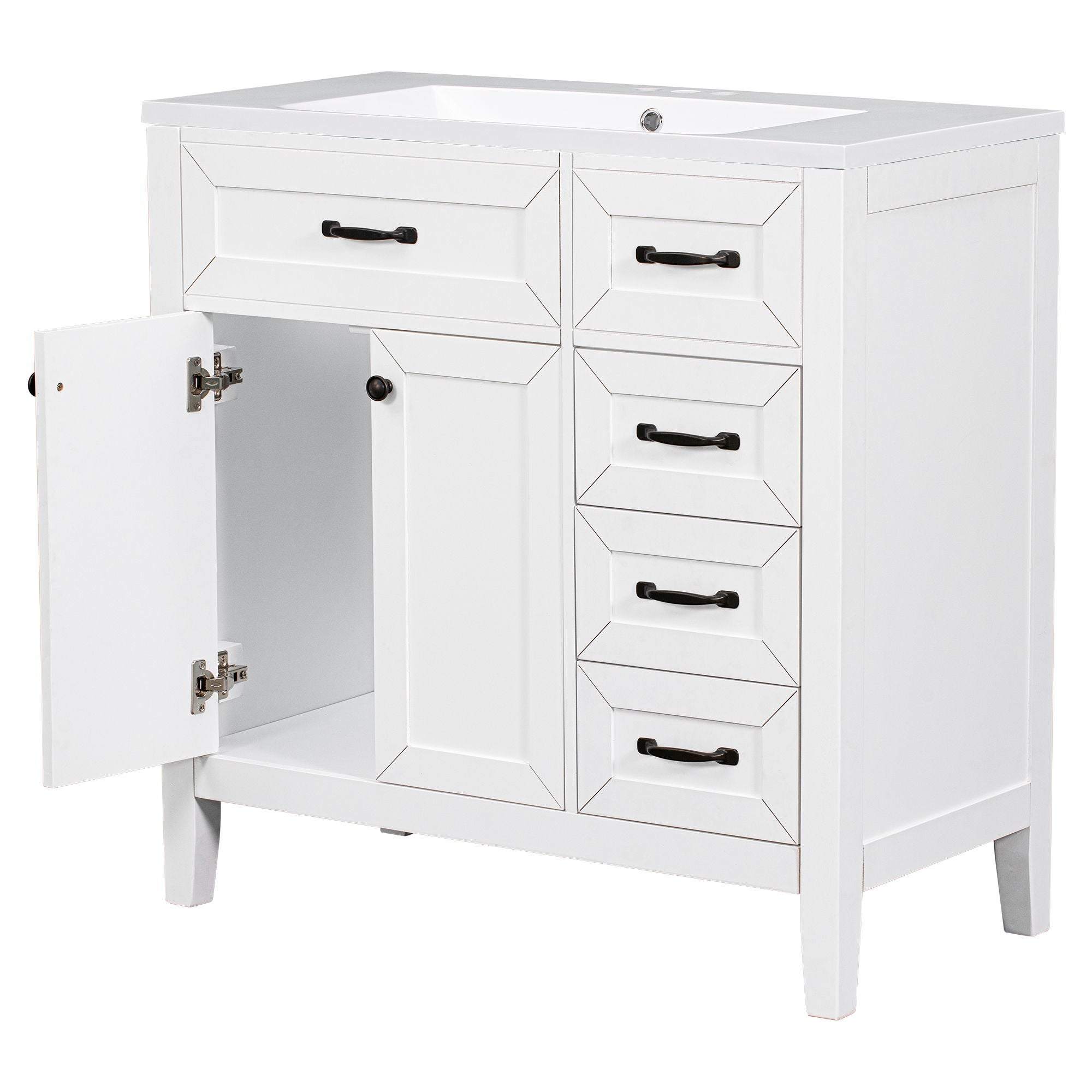 Modern Bathroom Vanity With Sink, Freestanding With Drawers And Doors