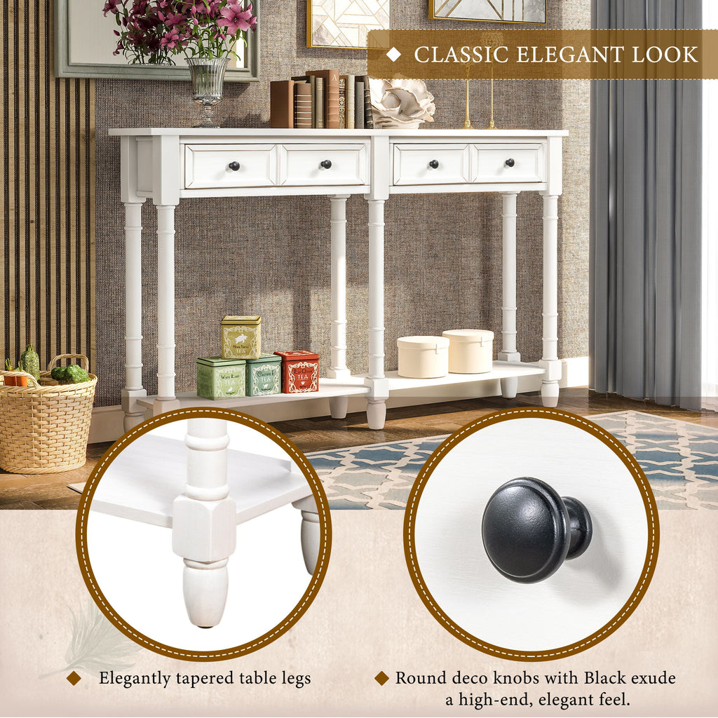 Hearth & Haven Daniel - Console Table With 2 Storage Drawers And Bottom Shelf