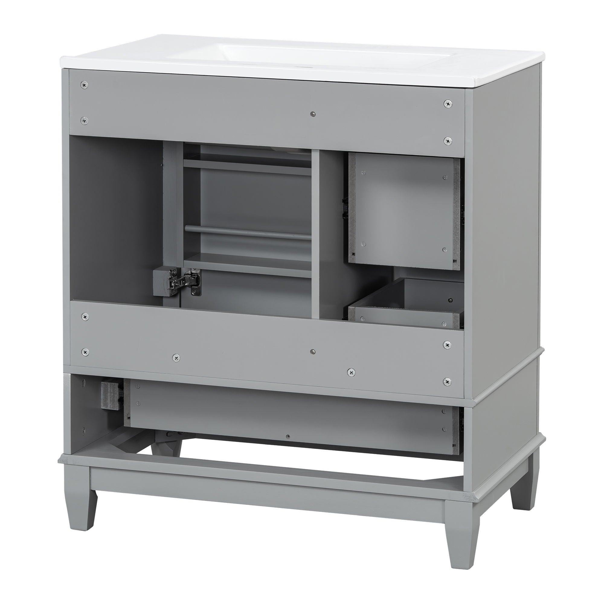 Freestanding Bathroom Vanity With Sink, Soft Close Door, 3 Drawers
