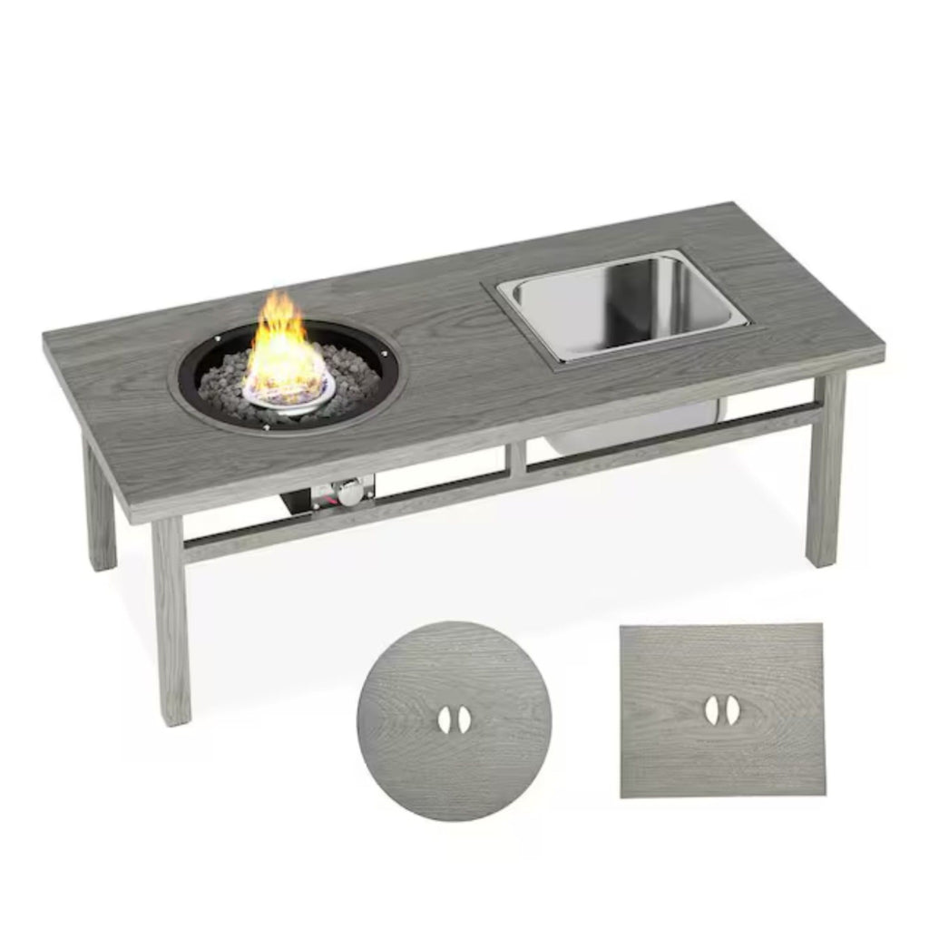 3 In 1 Outdoor Propane Fire Pit Table 50, 000 BTU With Ice Bucket