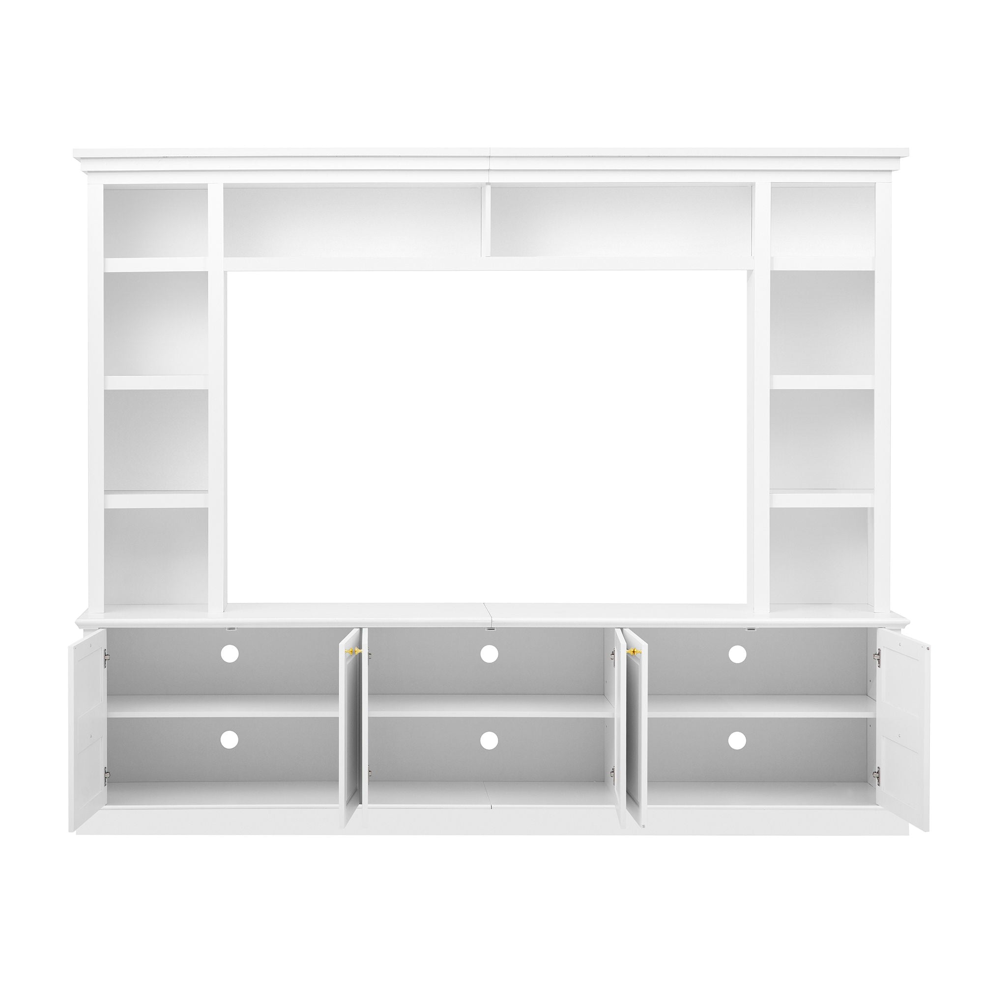 TV Stand With Bookcase, Storage Cabinet With 3 Adjustable Shelves, Living Room Entertainment Center - White