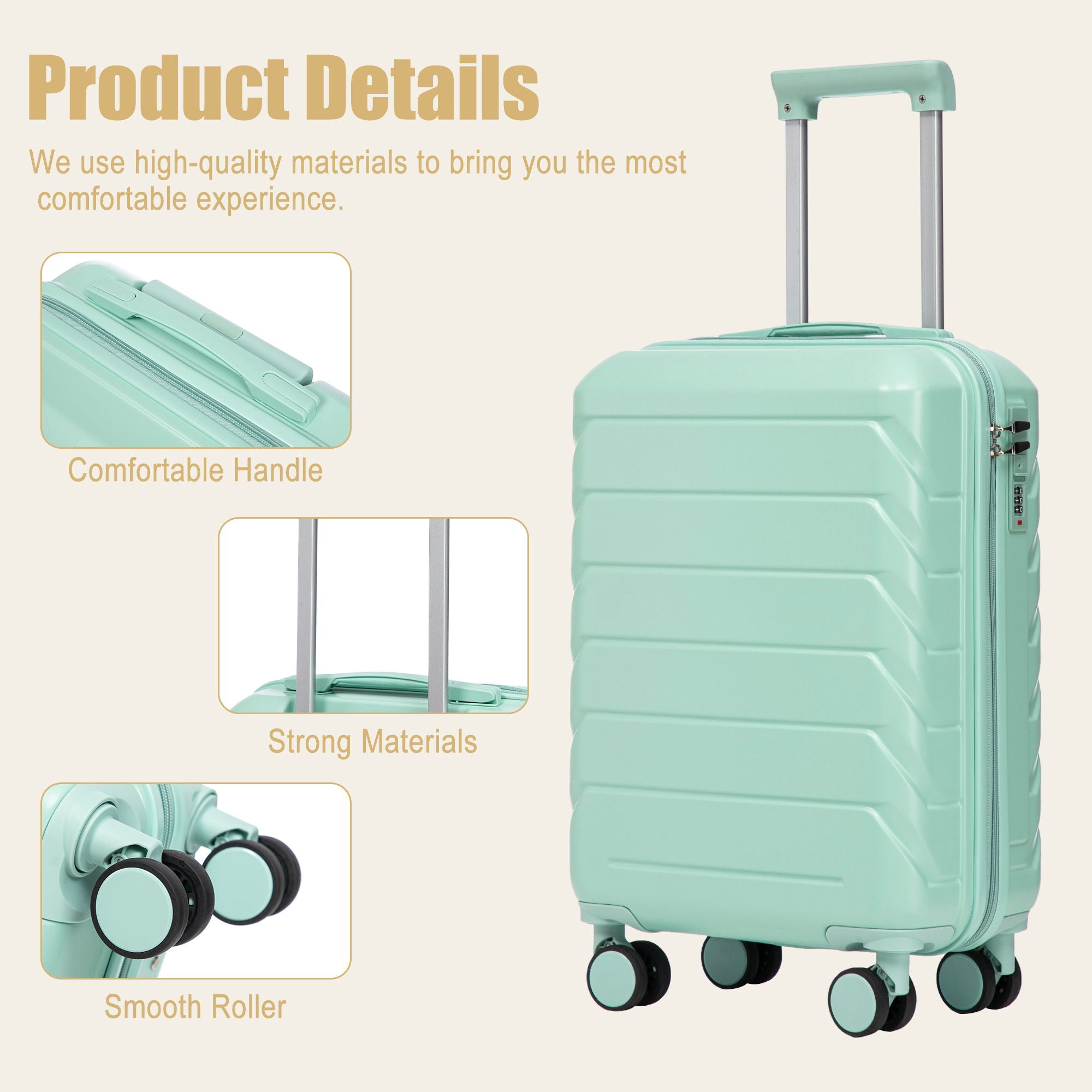 Hard Shell Travel Luggage With Scratch Resistant Surface