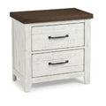 2 Drawer Nightstand With Brass Arch Pulls, Bedroom Furniture - Brown / Distressed White / Walnut