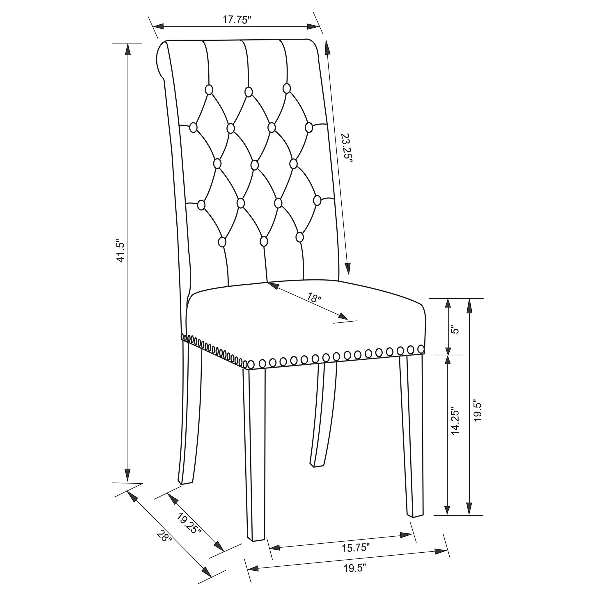 Tufted Rolled Backrest Side Chairs (Set of 2)
