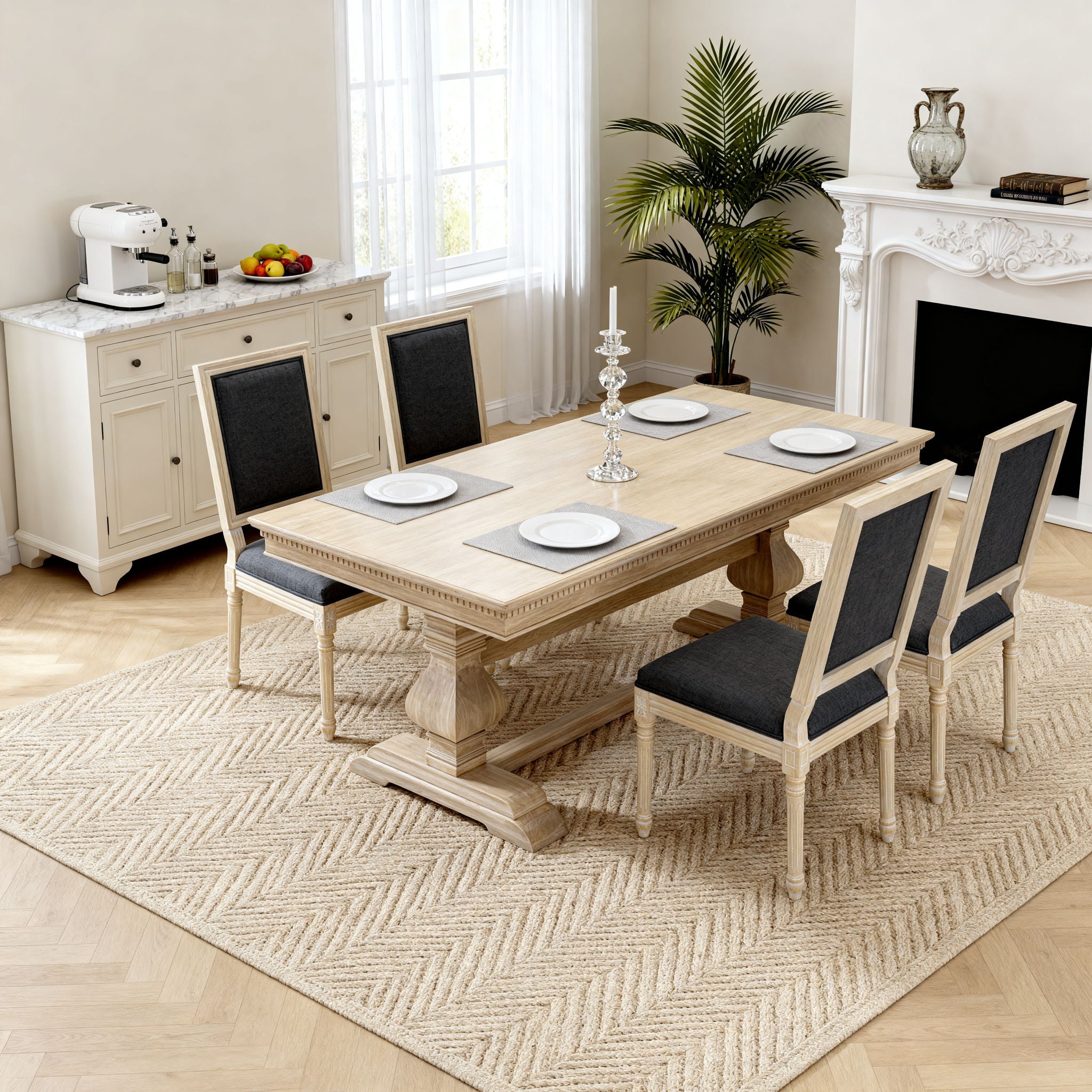 Dining Chairs With Upholstered Square Back (Set of 2)