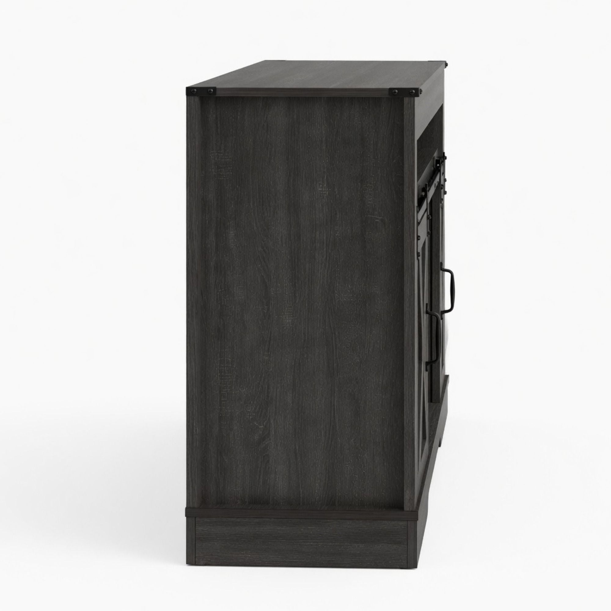 Farmhouse TV Stand With Sliding Barn Doors & Adjustable Storage