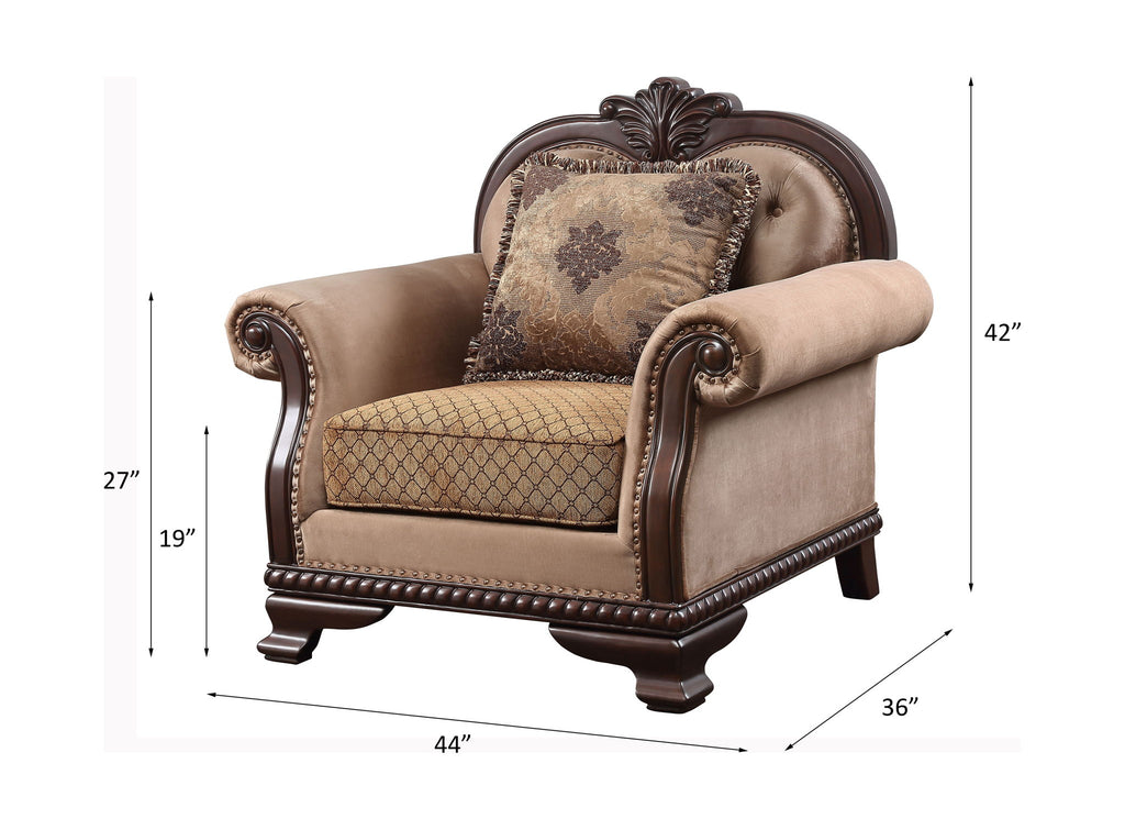 Chateau De Ville - Chair With Pillow (Same Lv01590) - Fabric & Espresso