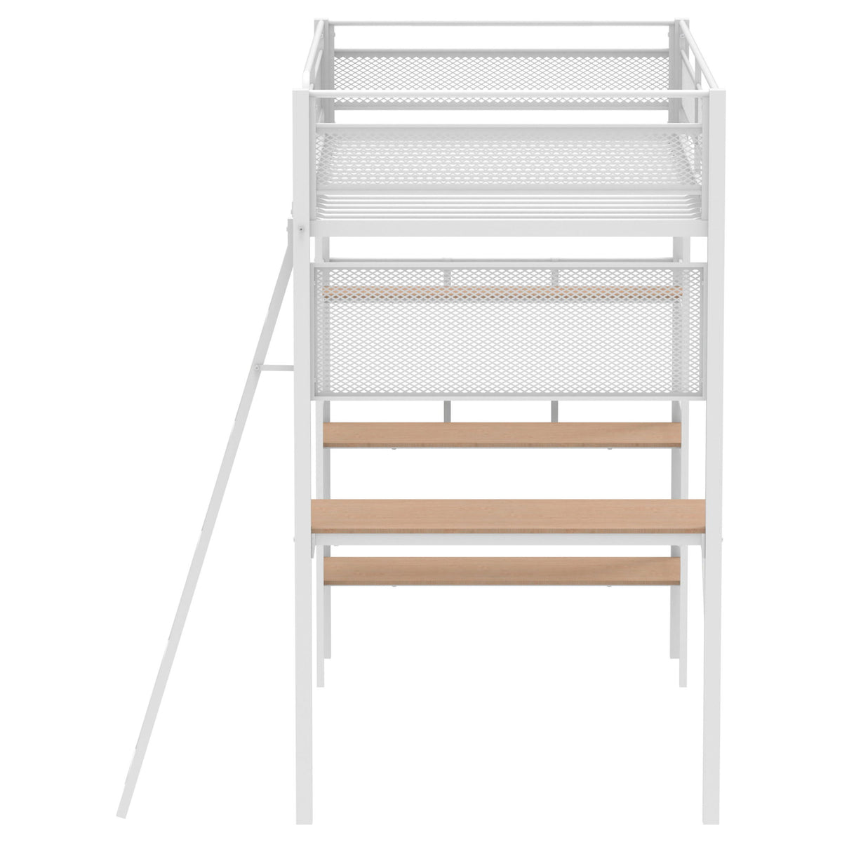 William - 3 Shelf Workstation Loft Bed With Built-In Desk And Storage