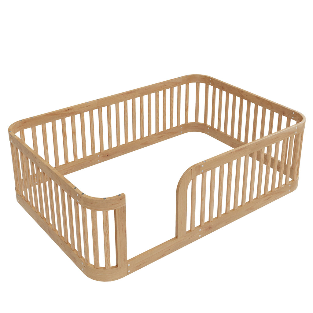 Wood Floor Bed Frame With Fence