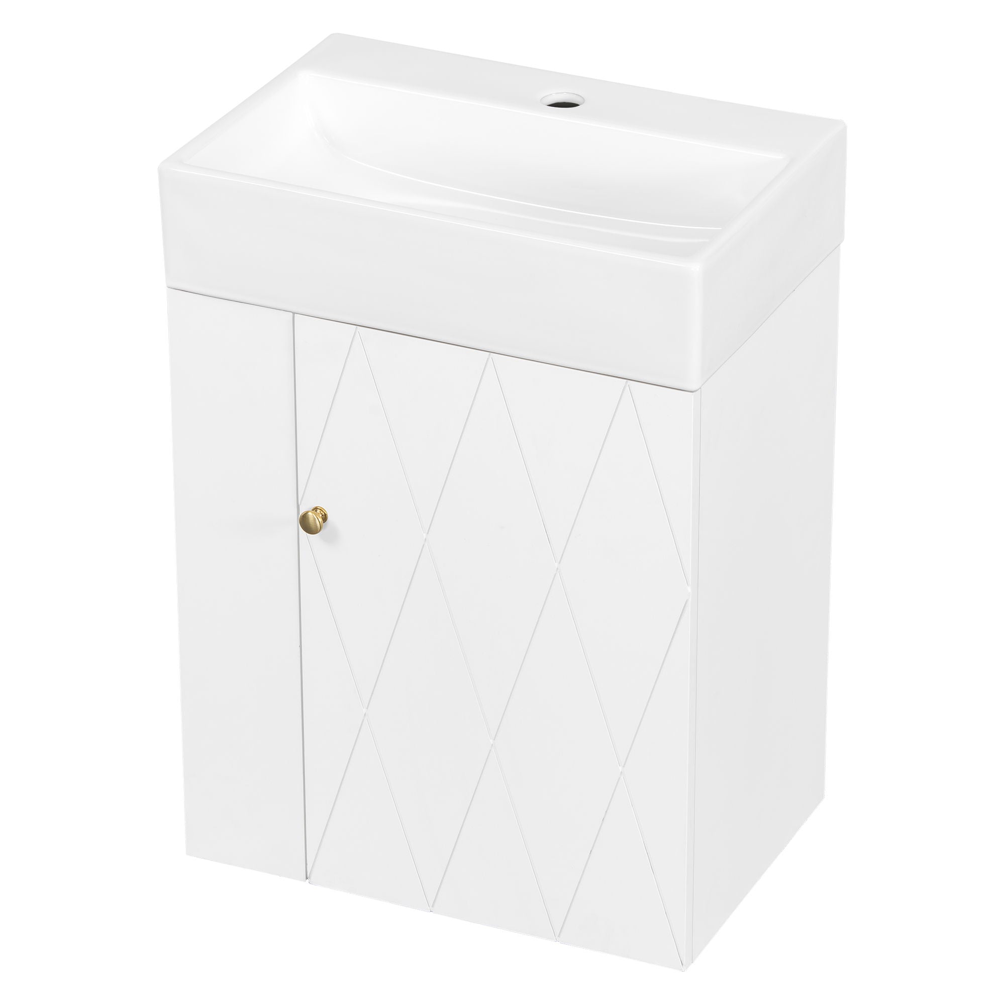 Modern Bathroom Vanity With Sink, Diamond Pattern Doors
