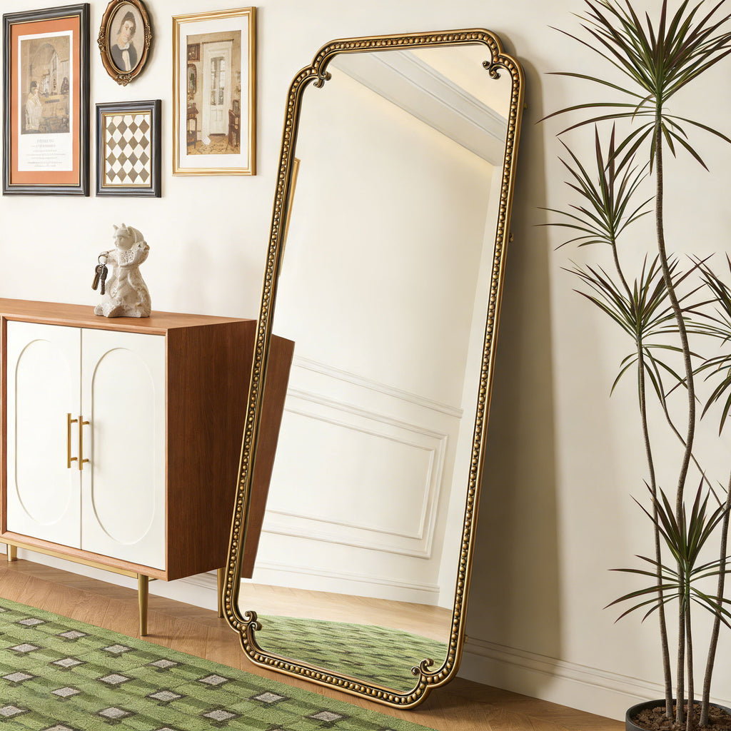 Full Length Mirror With Stand, Floor Standing Dressing For Bedroom - Antique Gold