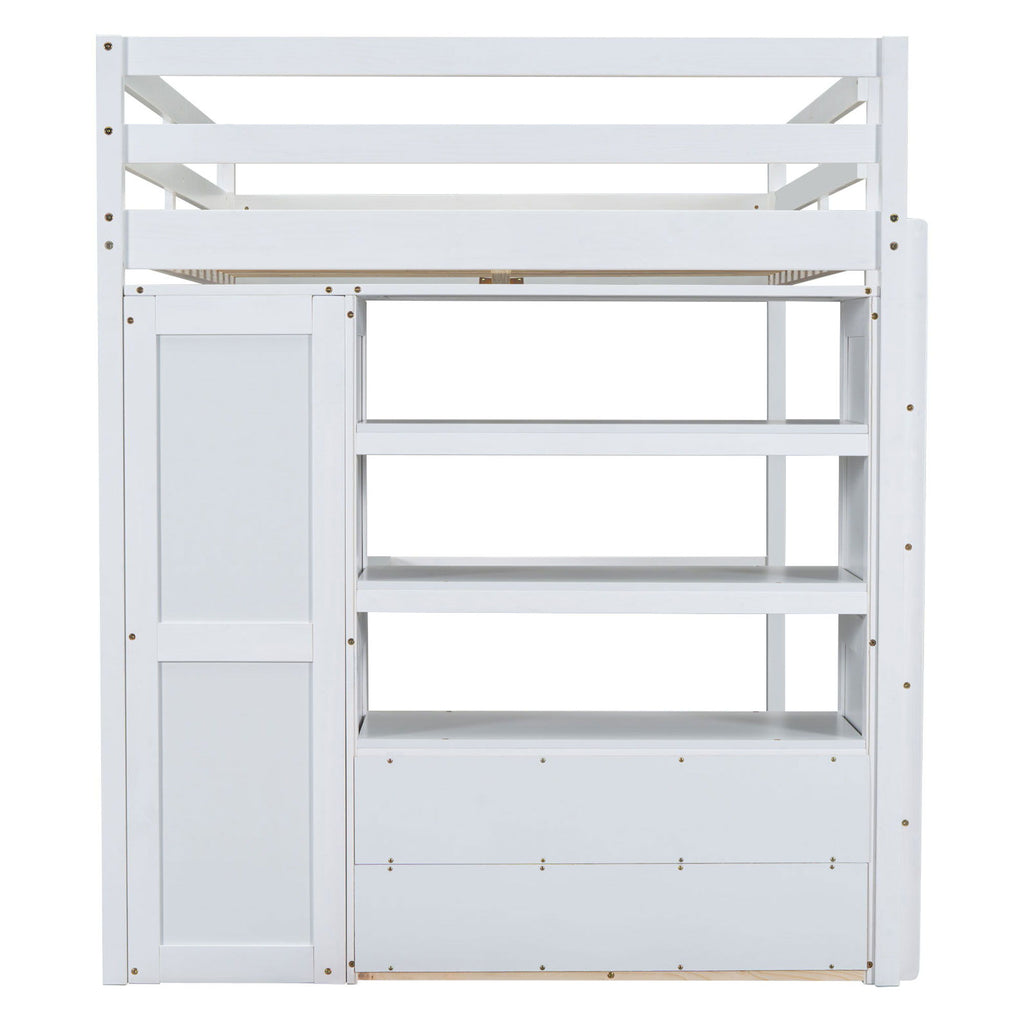Loft Bed With Built In Wardrobe, Desk, Shelves And Drawers