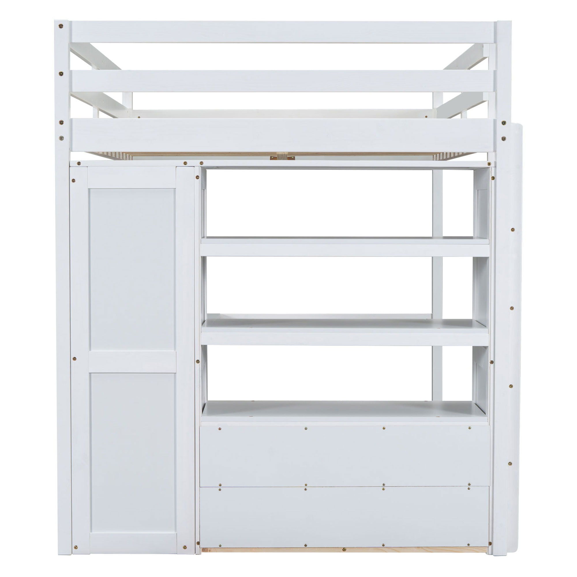 Loft Bed With Built In Wardrobe, Desk, Shelves And Drawers