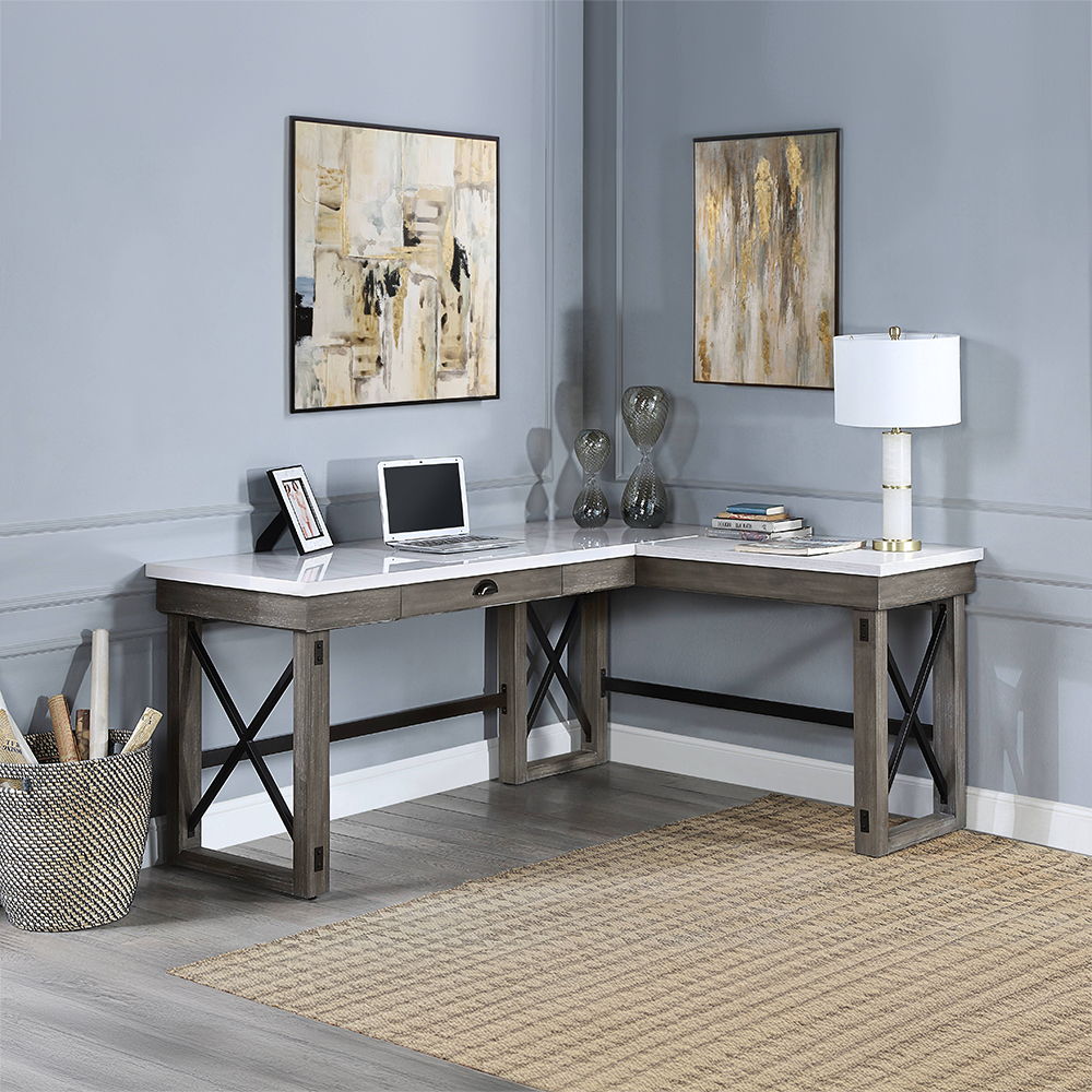 Talmar - Writing Desk With Lift Top - Marble Top & Weathered Gray