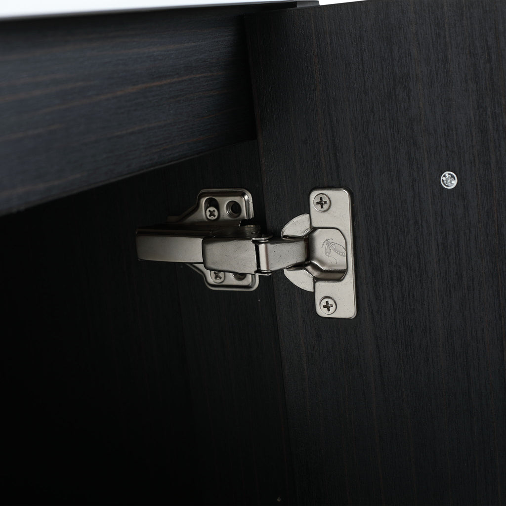 Modern Wall Mounted Bathroom Vanity With Left Sink And Storage Rack
