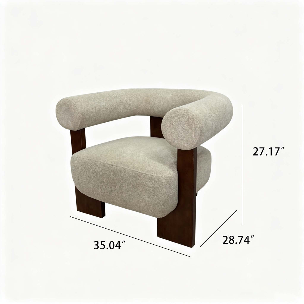 C - Shaped Chunky Arm Accent Chair - Beige / Brown