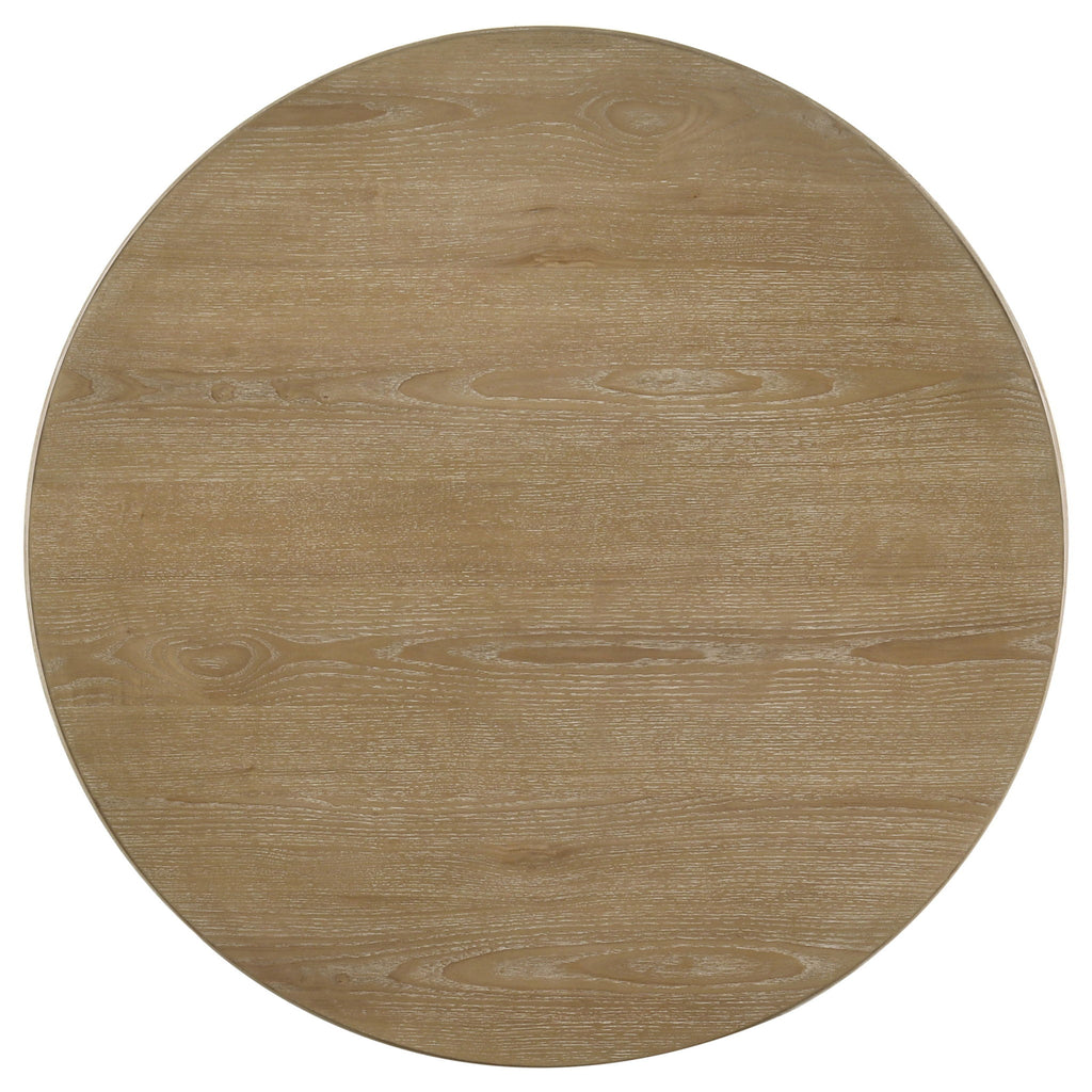 Dreydon - Round Coffee Table With Curved Pedestal Base - Light Brown