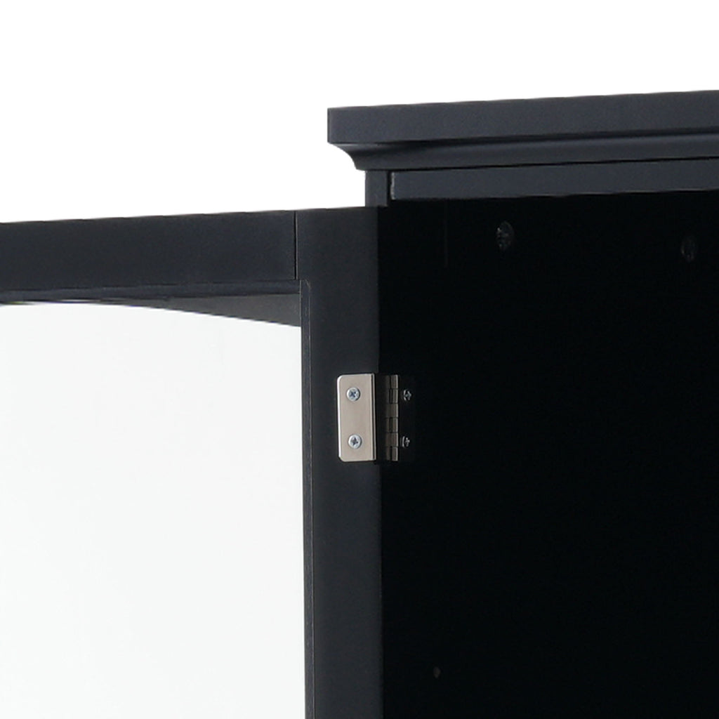 Tall Bathroom Storage Cabinet With Glass Doors, Free-Standing, Two Drawers, And Adjustable Shelves, Board, Painted Perfect For Displaying Your Favorite Items