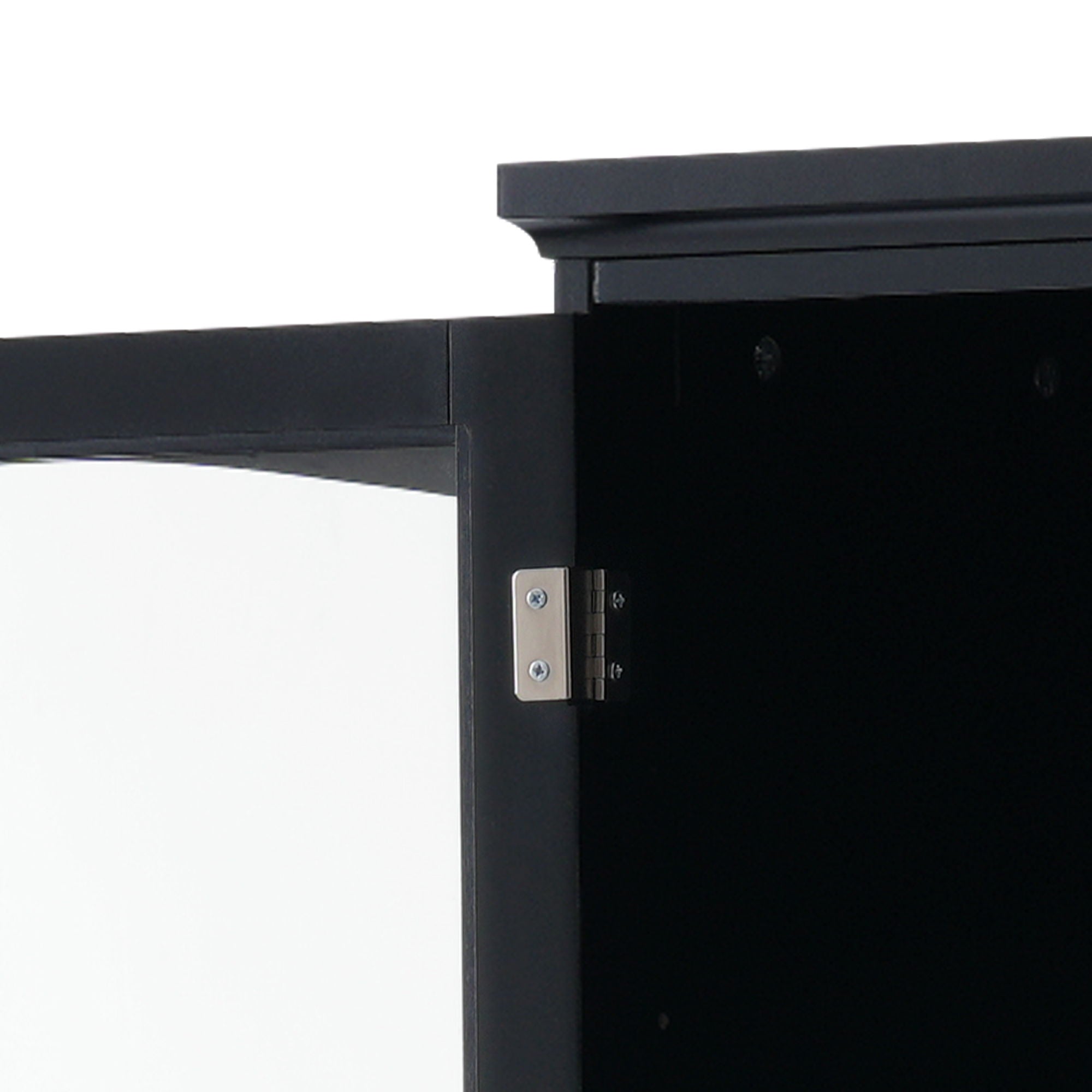 Tall Bathroom Storage Cabinet With Glass Doors, Free-Standing, Two Drawers, And Adjustable Shelves, Board, Painted Perfect For Displaying Your Favorite Items