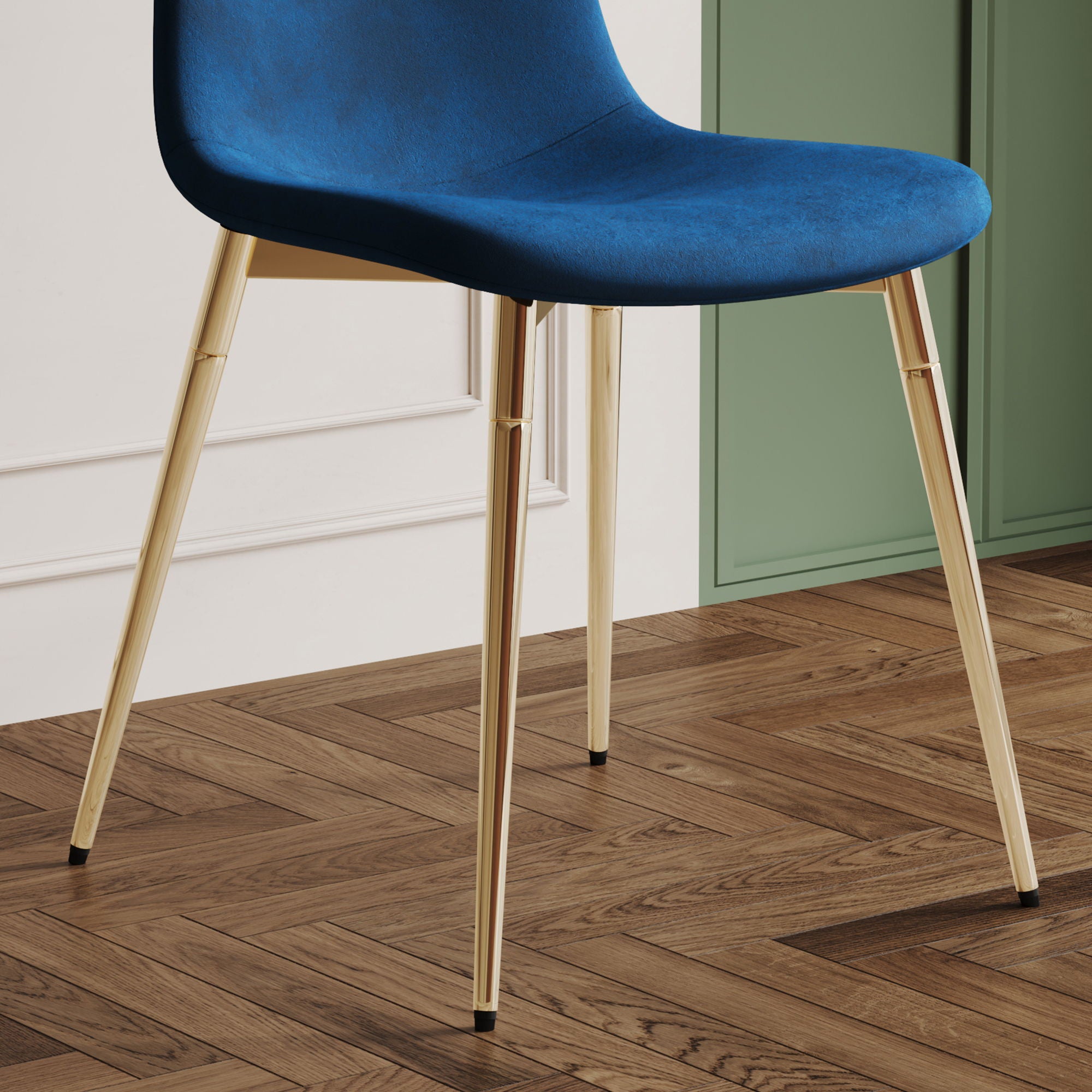 Fabric Dining Chairs, Upholstered Armless Accent Chairs, Classical Appearance And Metal Legs (Set of 4)