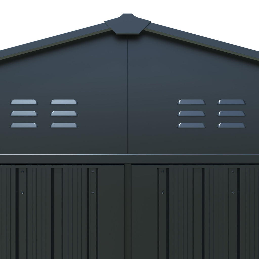 Outdoor Storage Shed, Garden Shed Backyard Utility Tool House Building With 2 Doors And 4 Vents For Car, Truck, Bike, Garbage Can, Tool, Lawnmower