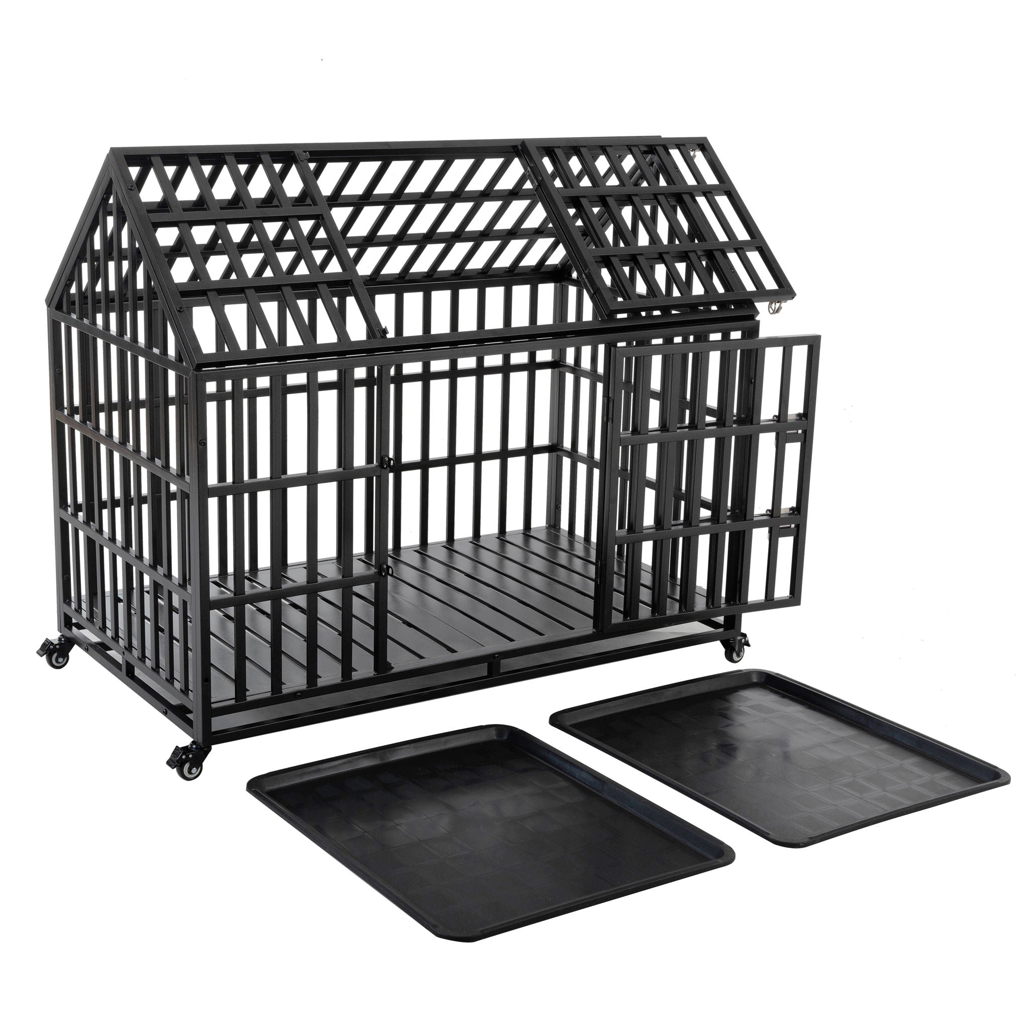 Heavy Duty Dog Crate Lockable Wheels