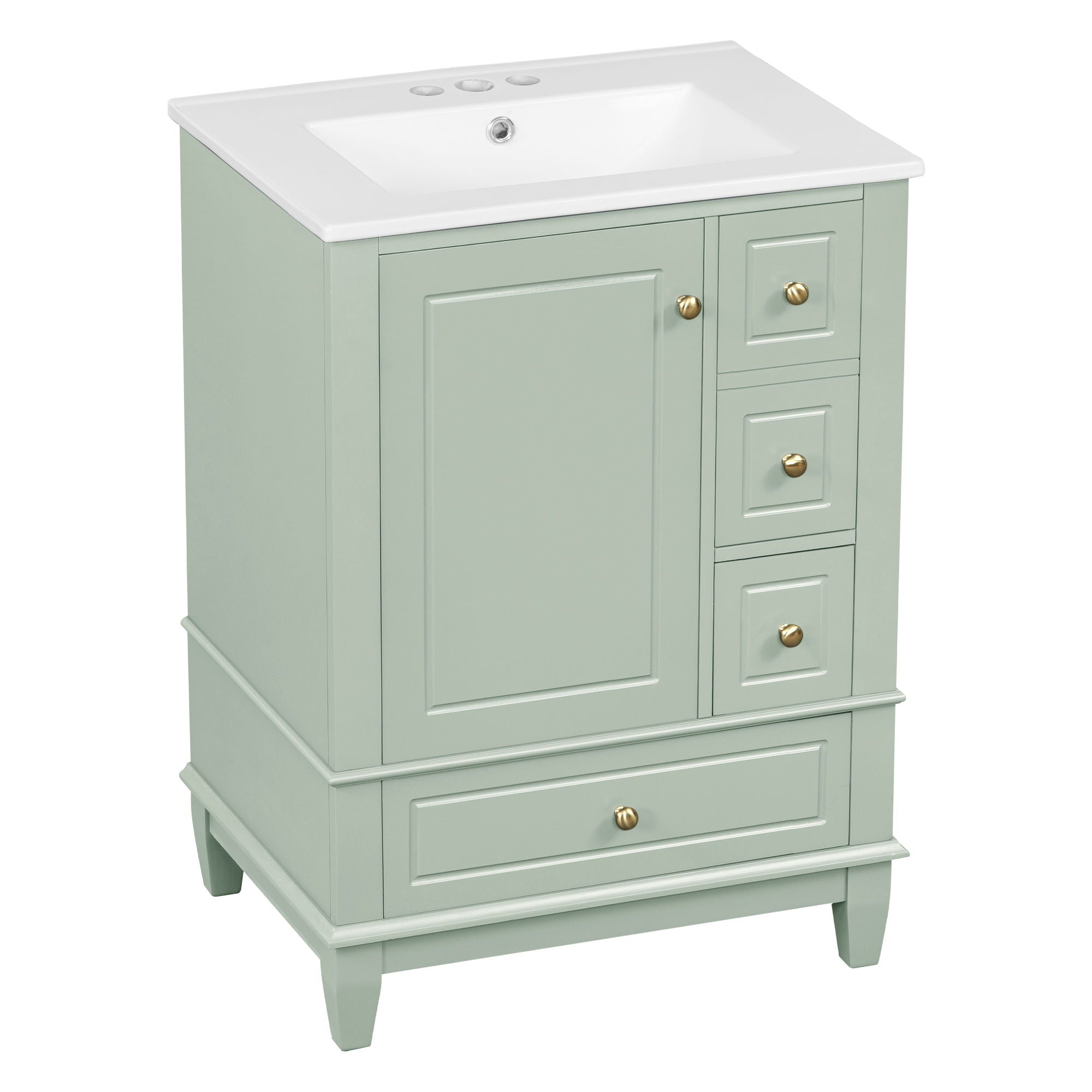 Modern Bathroom Vanity With Sink, Freestanding Cabinet With Drawers And Storage Shelves
