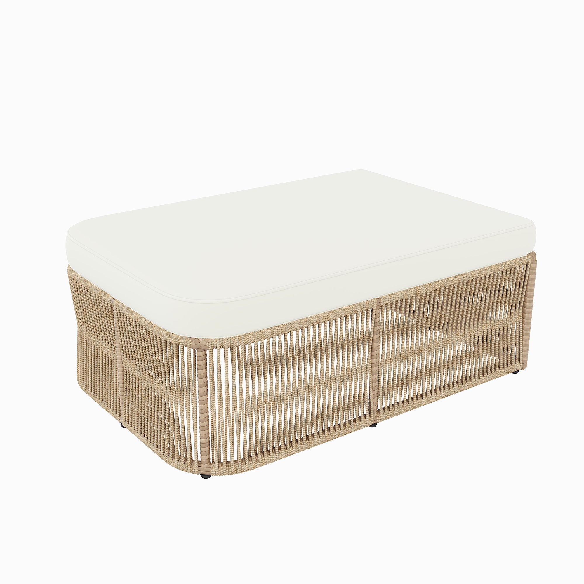 Outdoor Modular Conversation Sofa With Cushions And Coffee Table - Beige