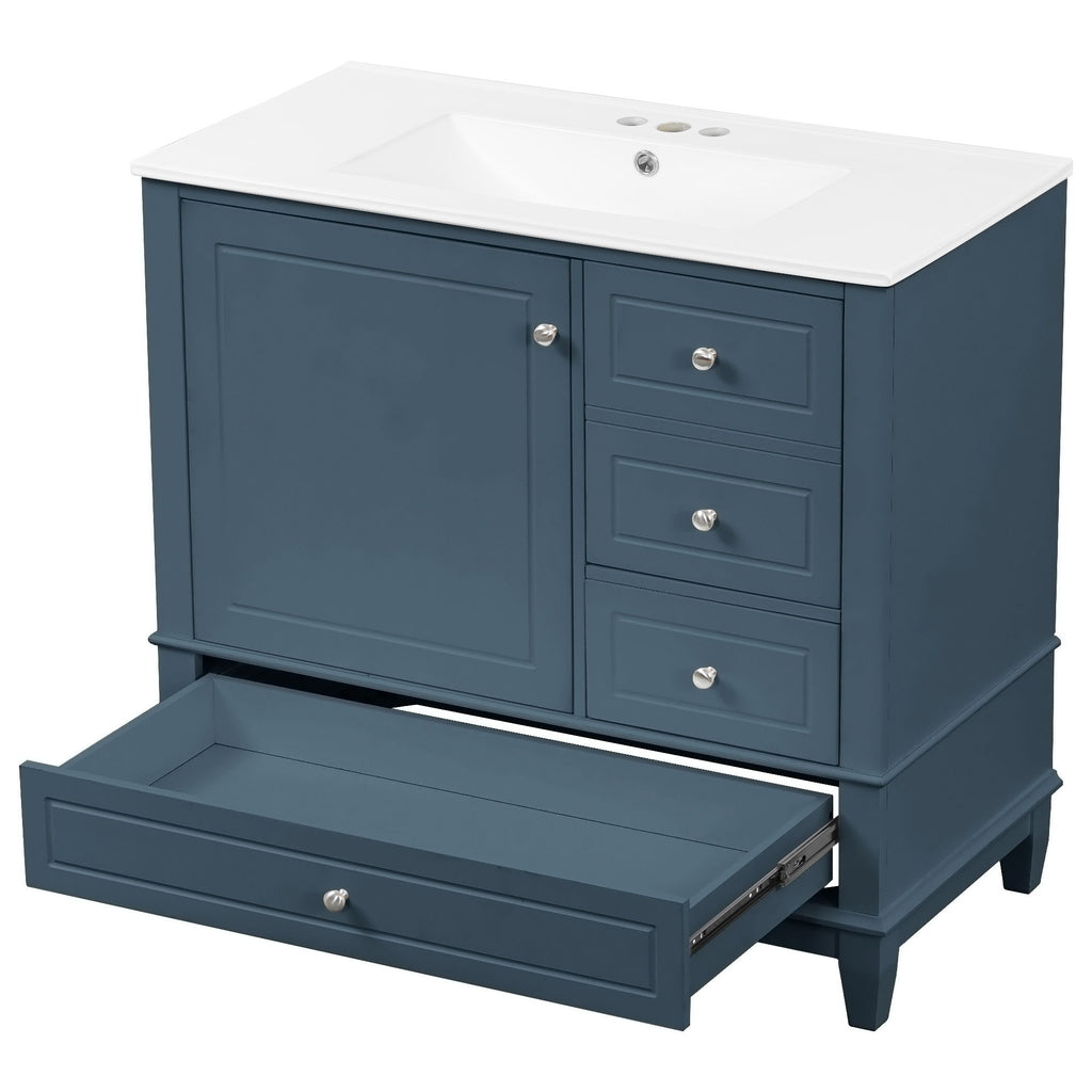 Modern Bathroom Vanity With Sink, 3 Drawers & Cabinet