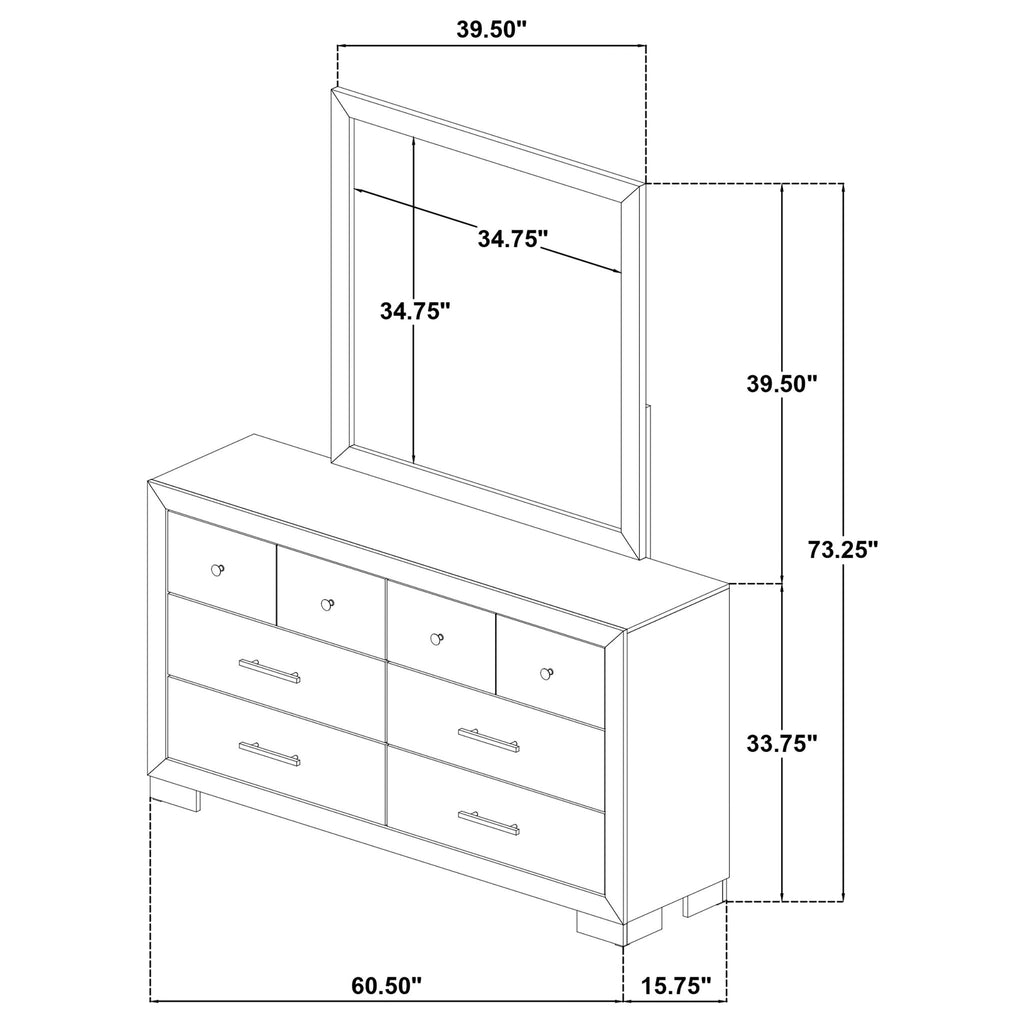 Merritt - 6 Drawer Dresser With Mirror - Light Oak