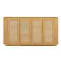 Contemporary Wave Shaped TV Stand With Rattan Doors