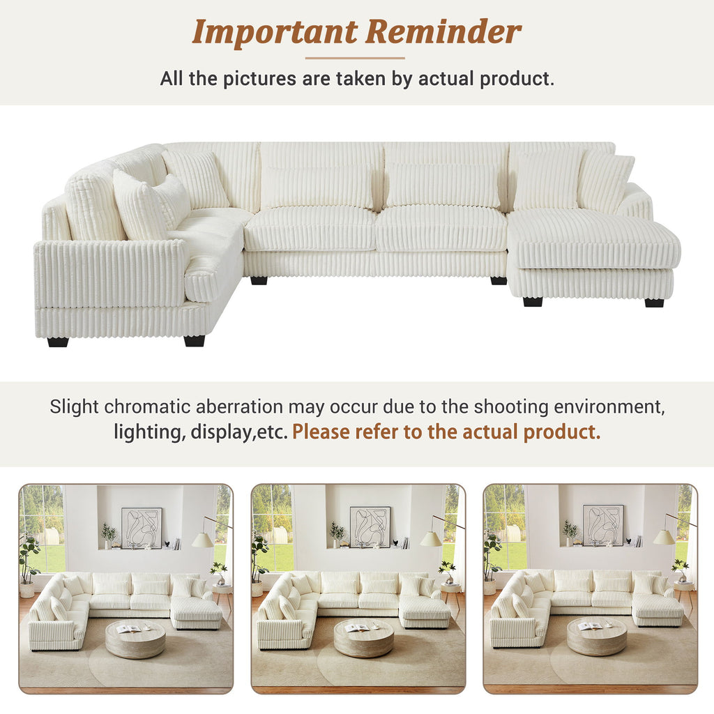 Oversized Sectional Sofa U - Shaped Sofa Couch Modern Sofa Upholstered In Soft With A Chaise Lounge For Living Room