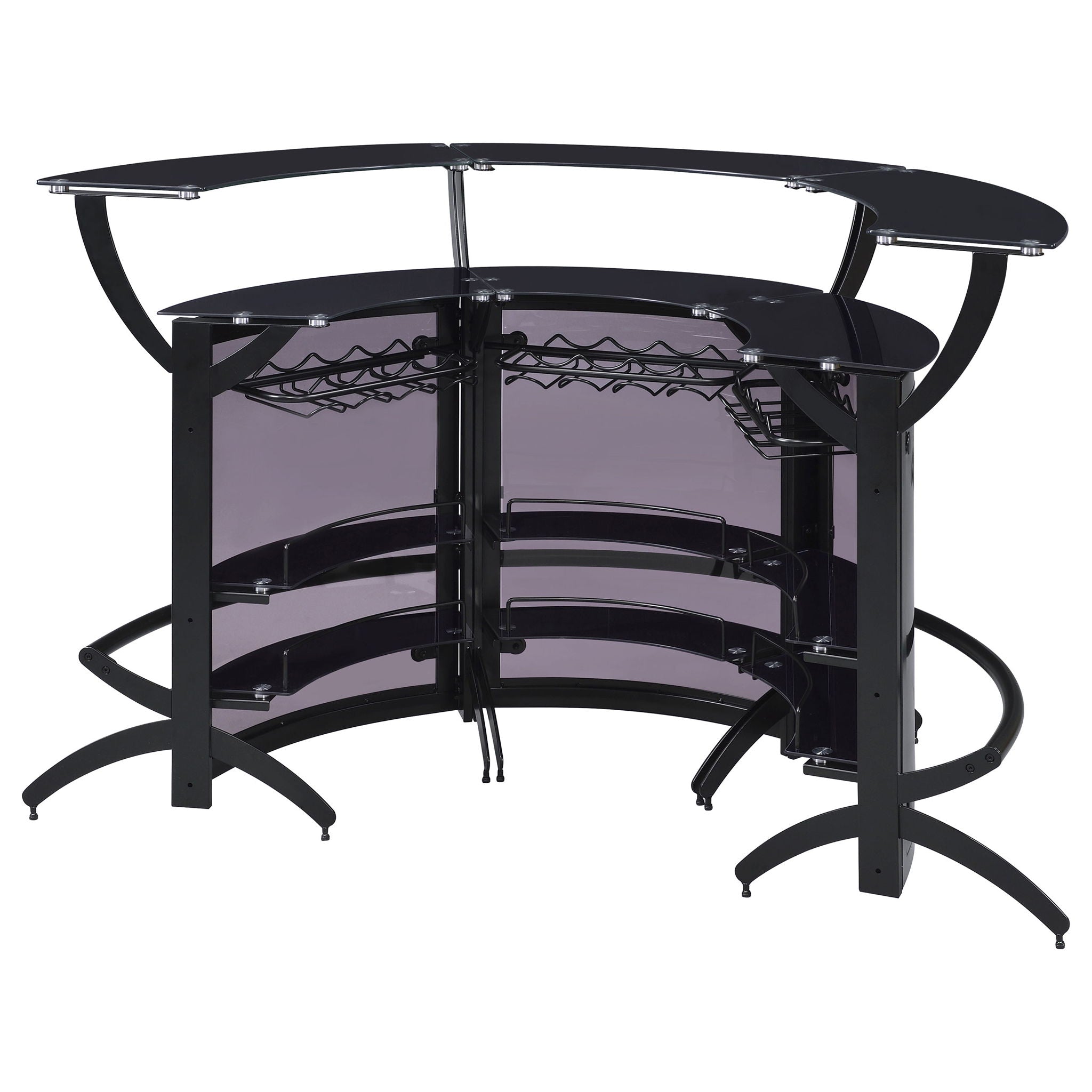 Elaina - 3 Piece Curved Freestanding Home Bar - Black