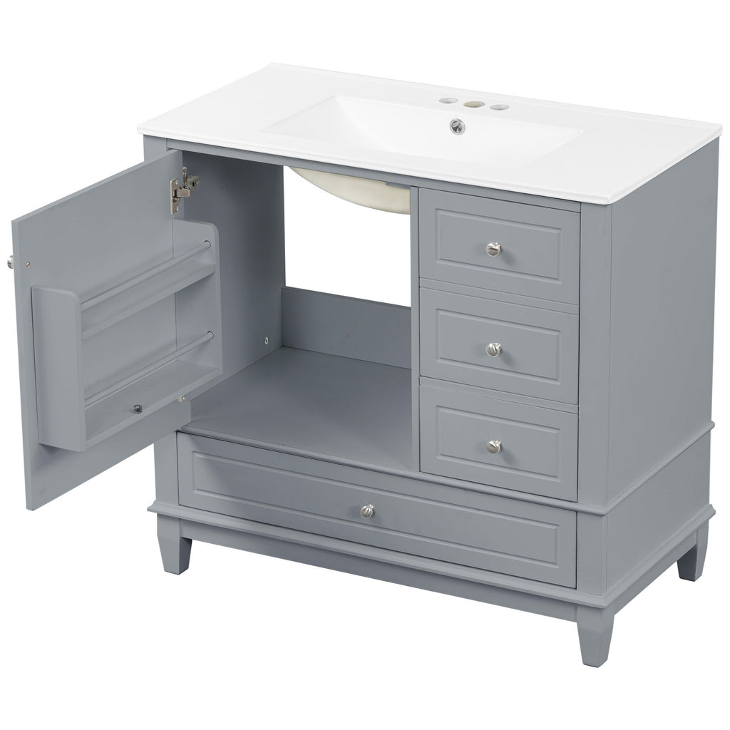 Modern Bathroom Vanity With Sink, 3 Drawers & Cabinet