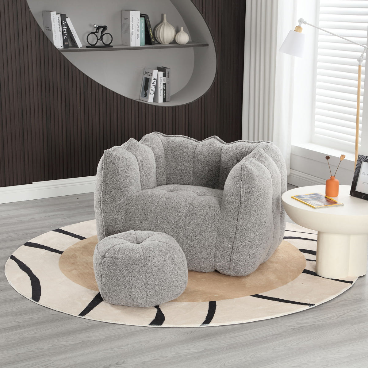 Soft Bean Bag Chair With High Resilient Foam (Chips) - Gray