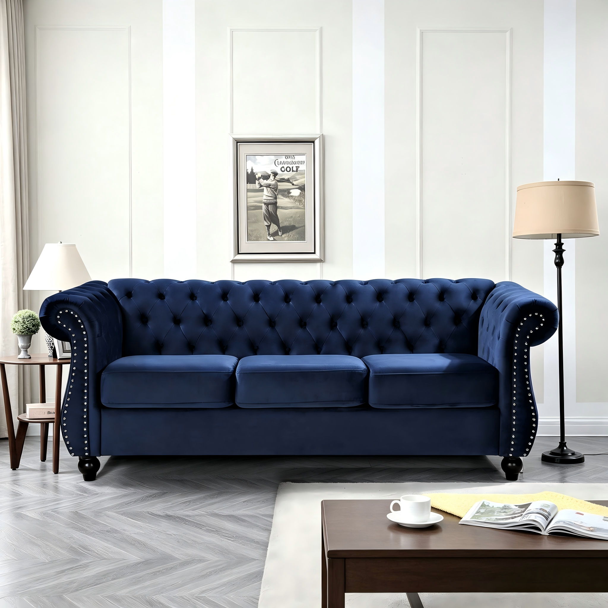 Chesterfield 3 Seater Sofa With Rolled Arms
