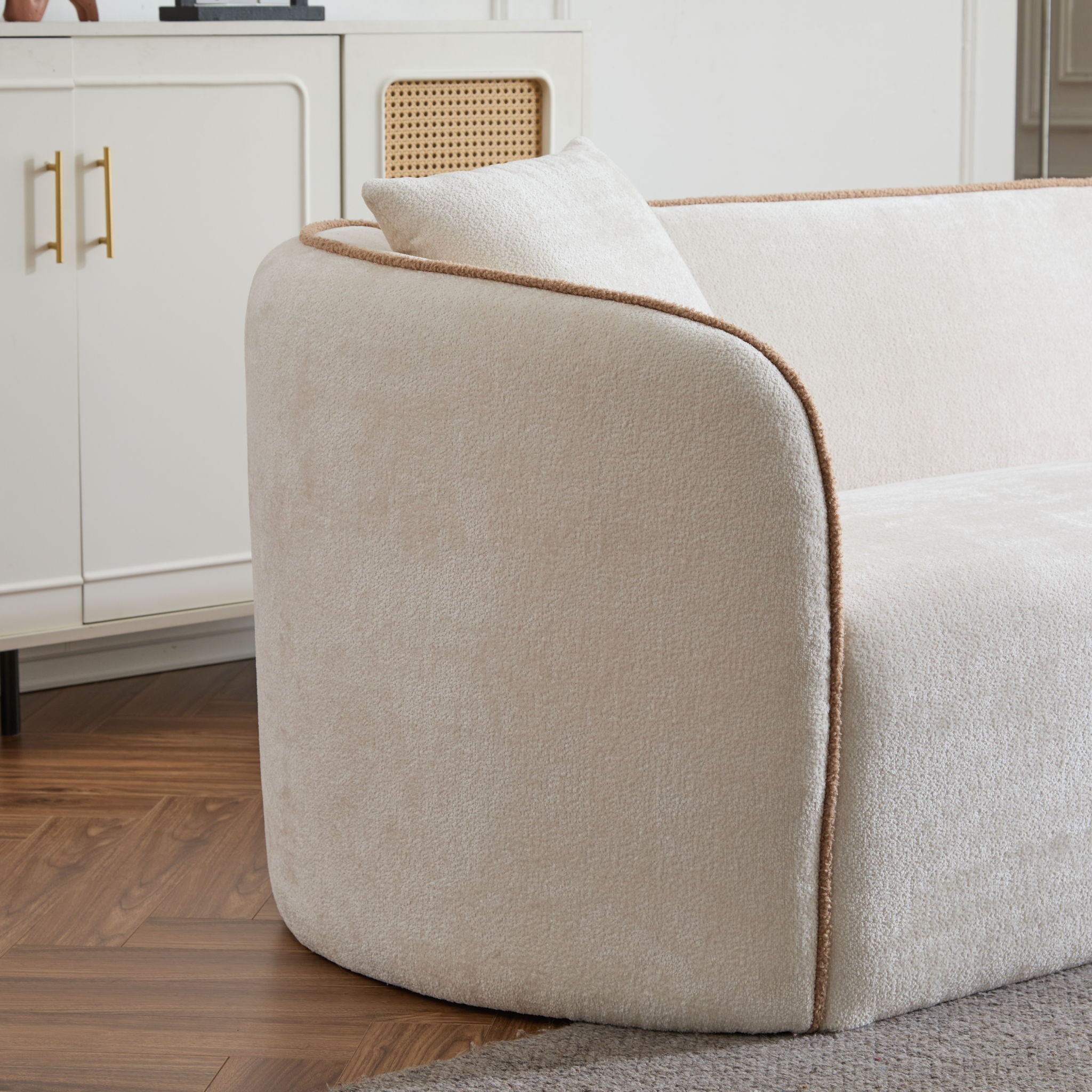 Coral - Curved Sofa, 3 Seater, Living Rooms, Bedrooms, Apartment Office - Beige