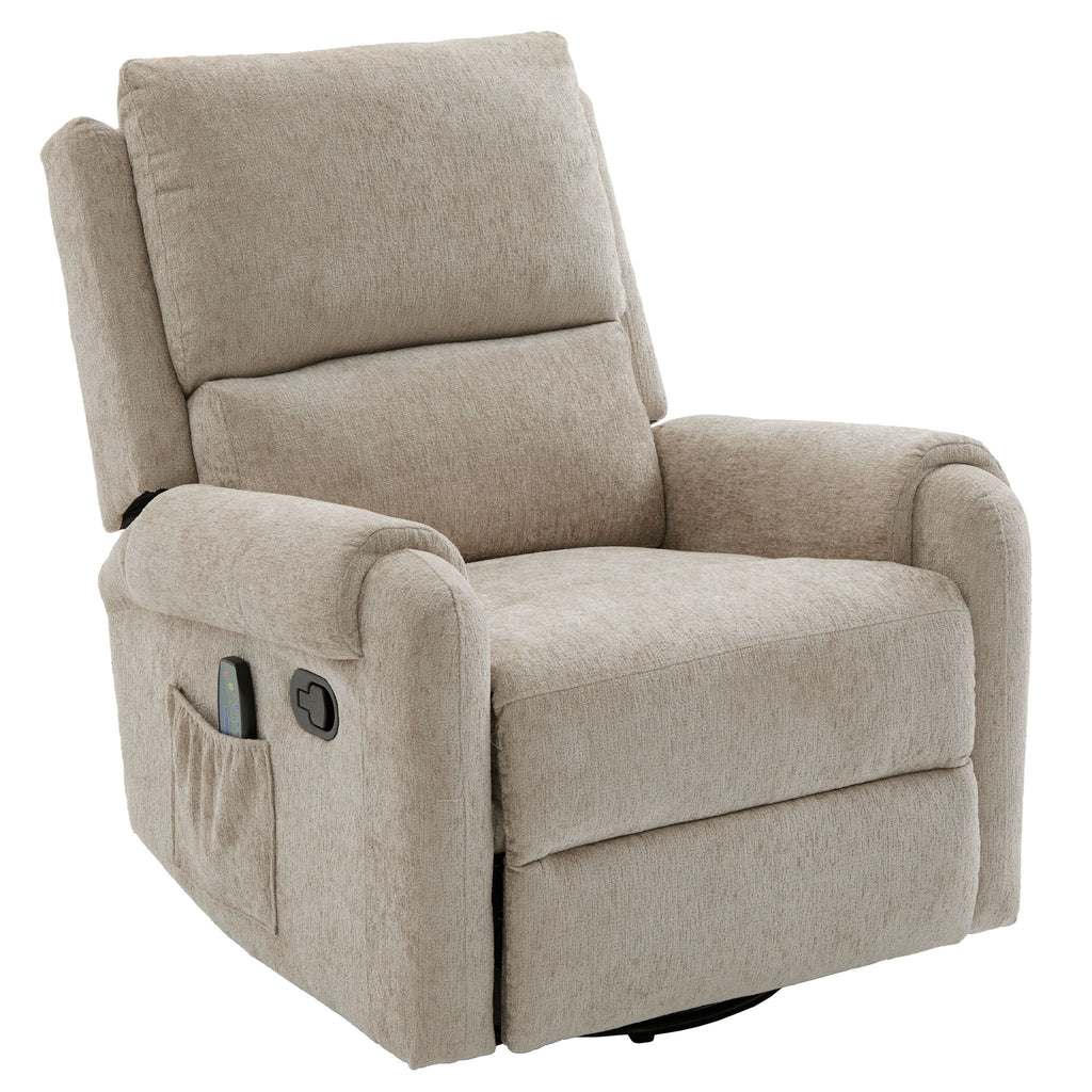 Manual Recliner Massage Chair With Swivel Rocker, 8 Massage Modes, Side Storage Pocket