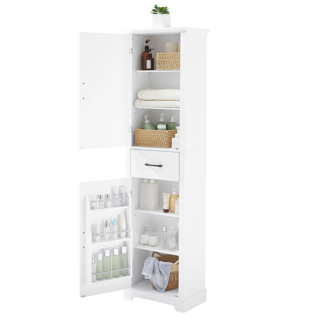 Tall Freestanding Bathroom Storage Cabinet With 2 Doors And Adjustable Shelves