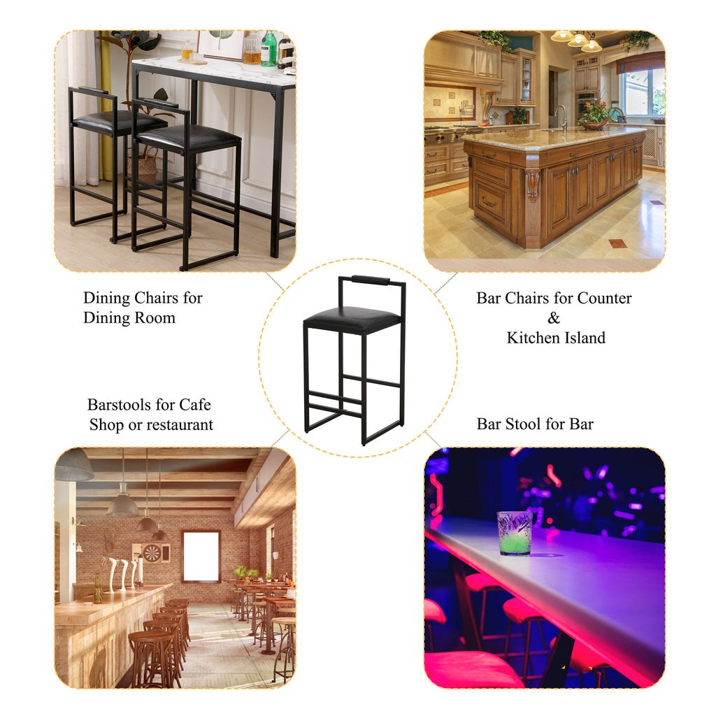 Elegant Bar Stool Set With Backrest And Footrest, Counter Height (Set of 2)